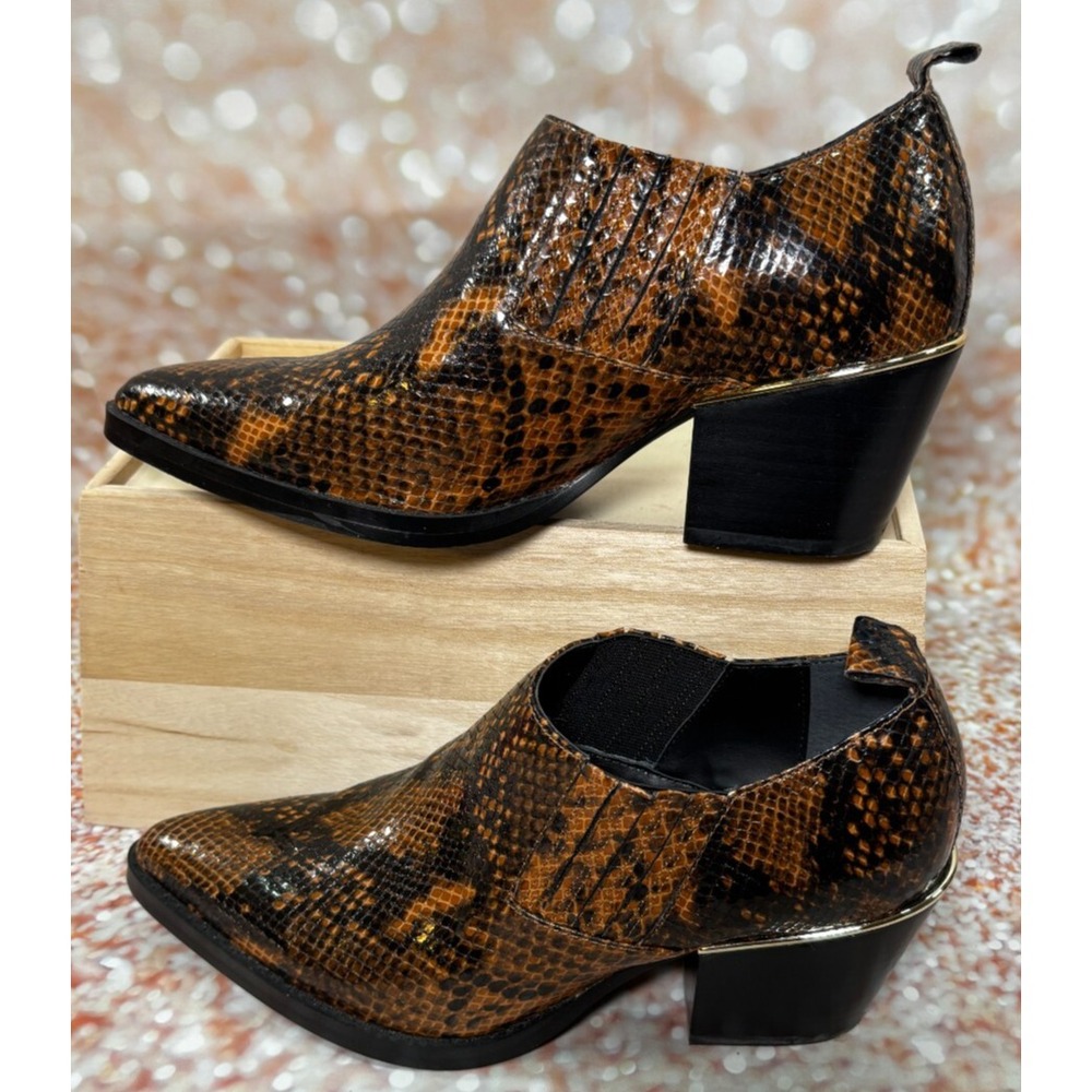 Bleecker and Bond‎ Lydia Leather snake skin print shoes heels Women's size 6.5